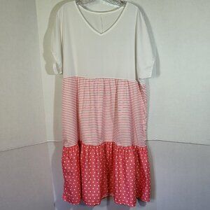Gulang Women's Multi Pattern Sundress Size ? Coral Pink